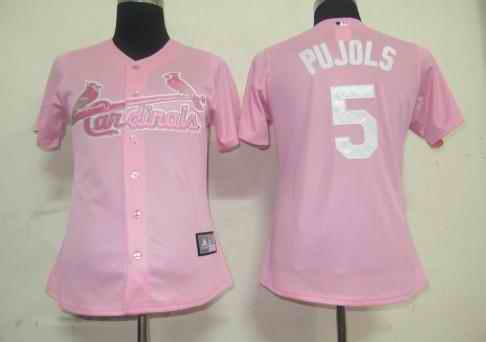 Cardinals 5 Pujols pink women Jersey