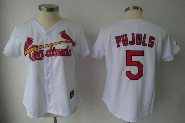 Cardinals 5 Pujols white women Jersey