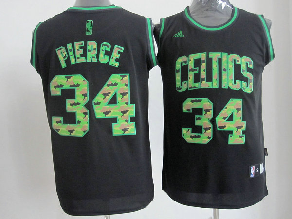 Celtics 34 Pierce Black Camo number Jerseys