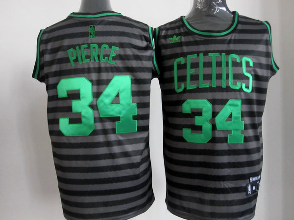 Celtics 34 Pierce Black Gride Grey Jerseys