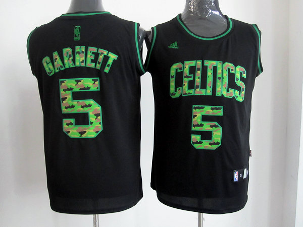 Celtics 5 Garnett Black Camo number Jerseys