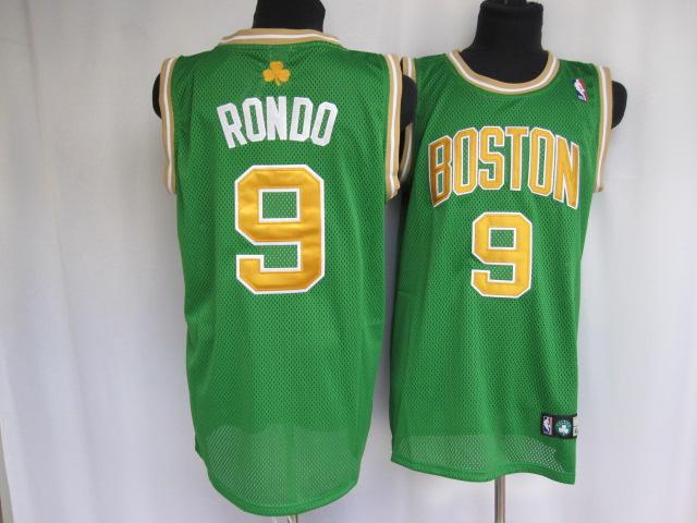 Celtics 9 Rajon Rondo Green Gold Number Jerseys