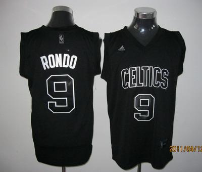 Celtics 9 Rondo Black Black Number Jerseys