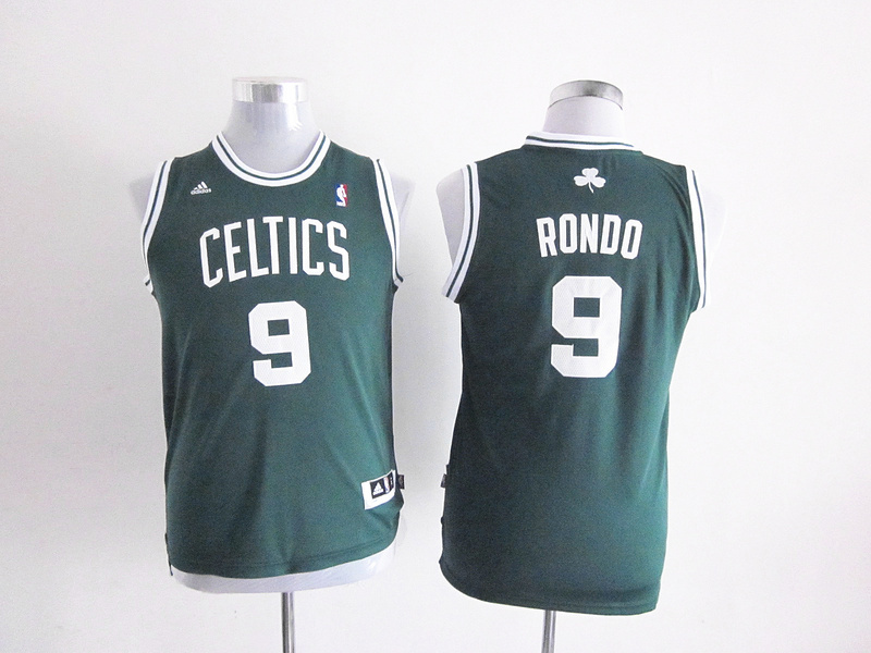 Celtics 9 Rondo Green New Fabric Youth Jersey