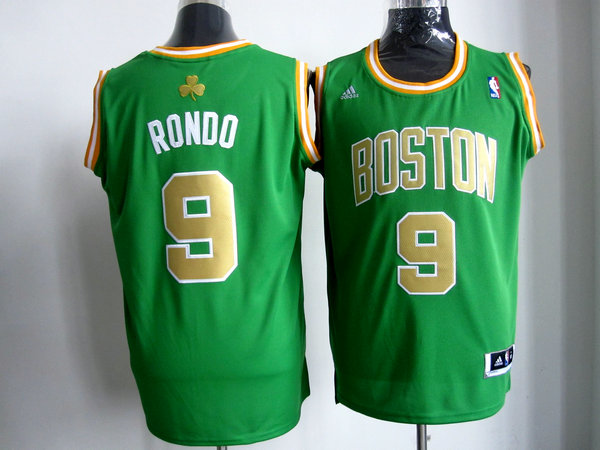 Celtics 9 Rondo Green golden number Jerseys