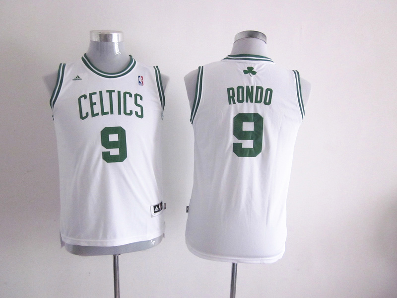 Celtics 9 Rondo White New Fabric Youth Jersey