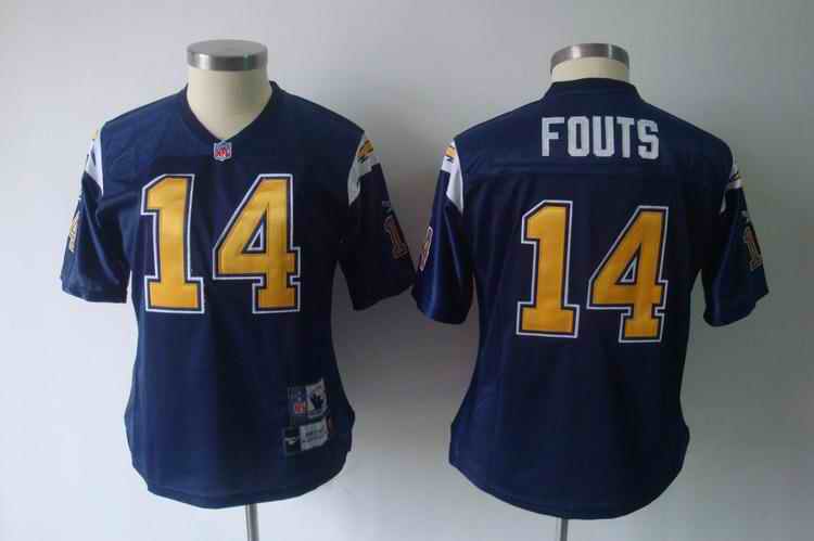 Chargers 14 Fouts dark blue team women Jerseys