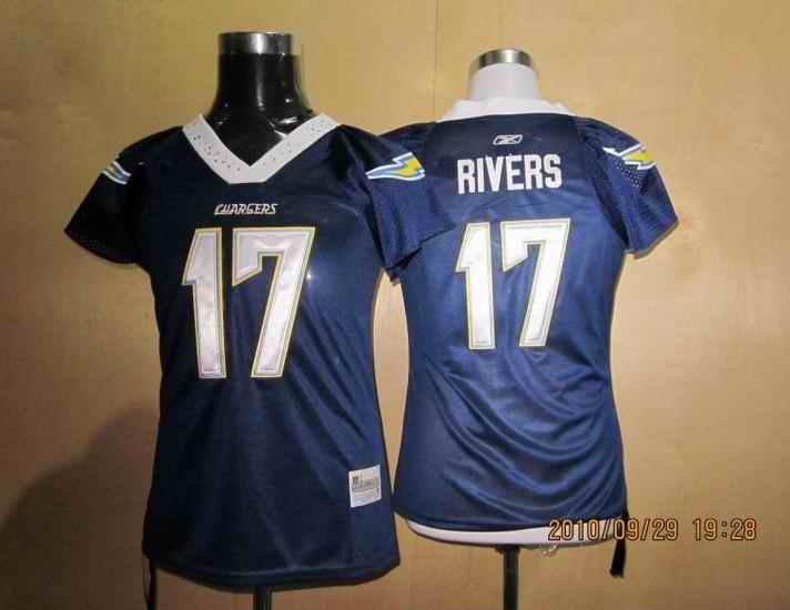 Chargers 17 Rivers women blue Jerseys