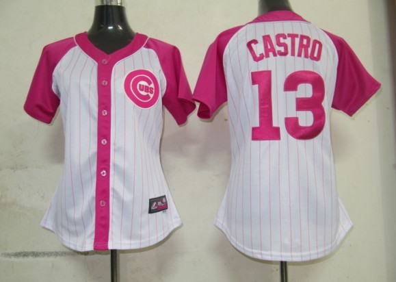 Cubs 13 Castro Women Pink Splash Fashion Jersey