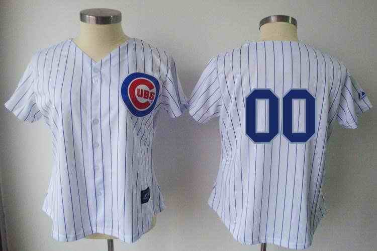 Chicago Cubs Blank White Blue Strip Women Custom Jerseys