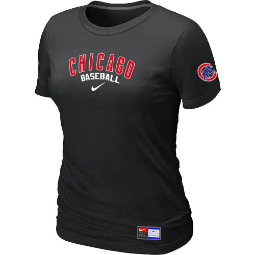 Chicago Cubs Nike Women's Black Short Sleeve Practice T-Shirt