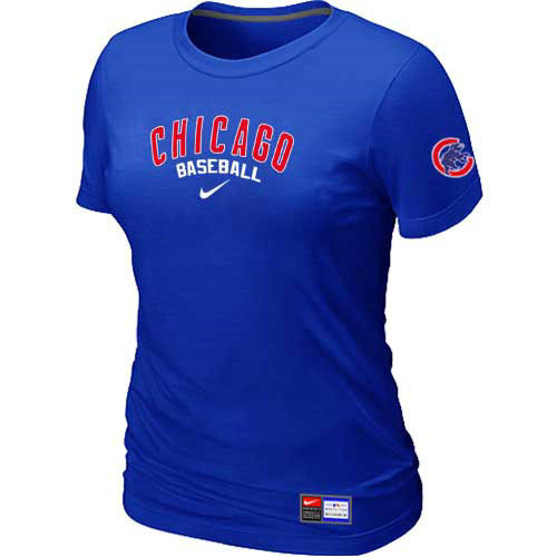 Chicago Cubs Nike Women's Blue Short Sleeve Practice T-Shirt