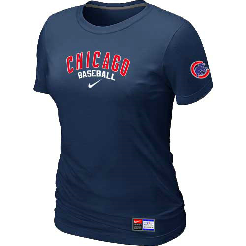 Chicago Cubs Nike Women's D.Blue Short Sleeve Practice T-Shirt