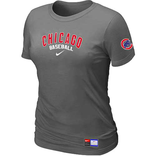 Chicago Cubs Nike Women's D.Grey Short Sleeve Practice T-Shirt