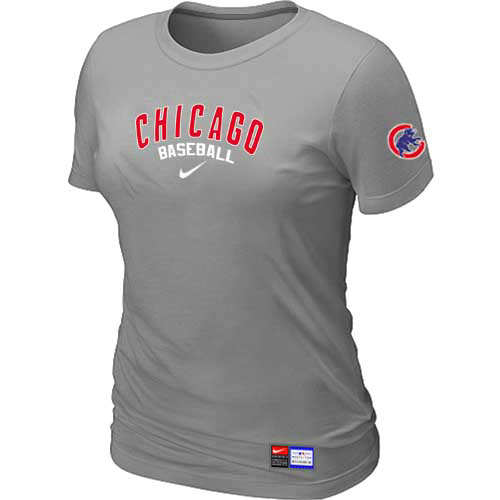 Chicago Cubs Nike Women's L.Grey Short Sleeve Practice T-Shirt
