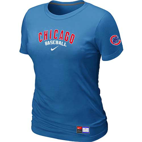 Chicago Cubs Nike Women's L.blue Short Sleeve Practice T-Shirt