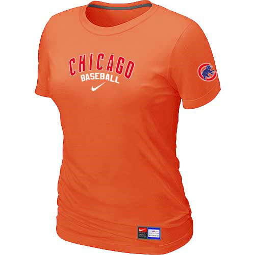 Chicago Cubs Nike Women's Orange Short Sleeve Practice T-Shirt
