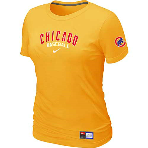 Chicago Cubs Nike Women's Yellow Short Sleeve Practice T-Shirt