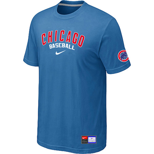 Chicago Cubs light Blue Nike Short Sleeve Practice T-Shirt - Click Image to Close