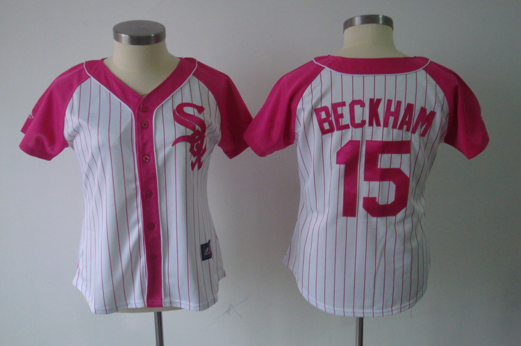 White Sox 15 Beckham Women Pink Splash Fashion Jersey