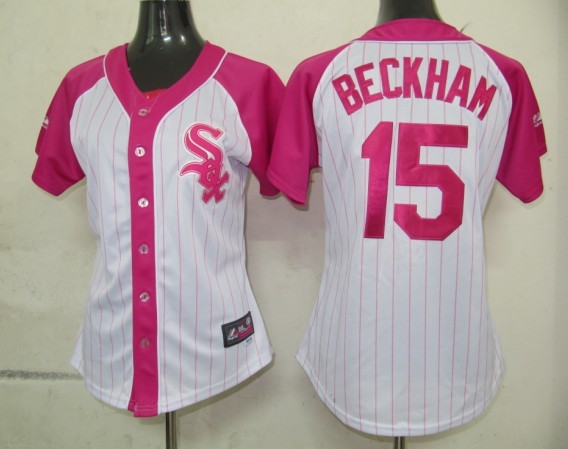 White Sox 15 Beckham Pink Women Jersey