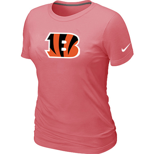 Cincinnati Bengals Pink Women's Logo T-Shirt - Click Image to Close