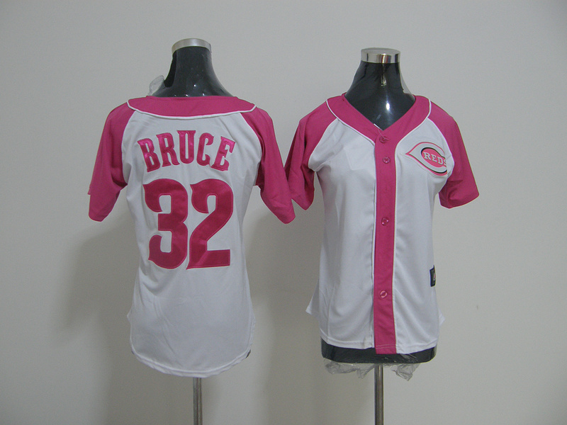 Cincinnati Reds 32 BRUCE pink Women Jersey