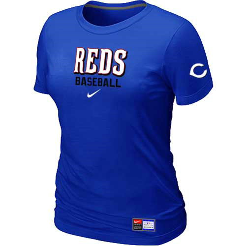 Cincinnati Reds Nike Women's Blue Short Sleeve Practice T-Shirt