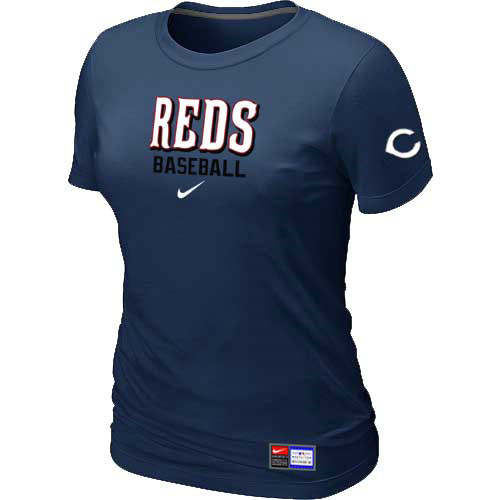 Cincinnati Reds Nike Women's D.Blue Short Sleeve Practice T-Shirt