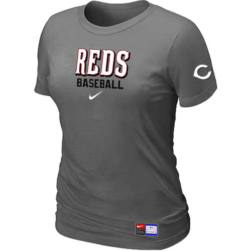Cincinnati Reds Nike Women's D.Grey Short Sleeve Practice T-Shirt