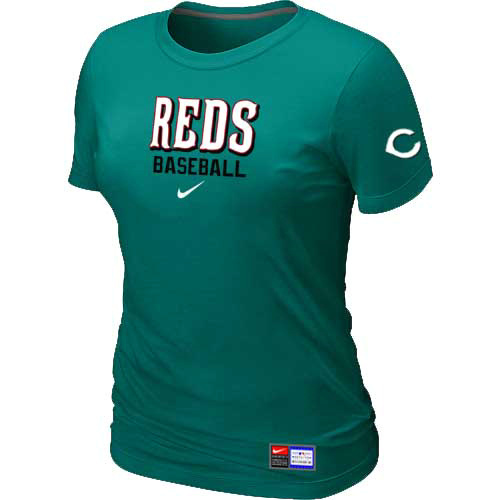 Cincinnati Reds Nike Women's L.Green Short Sleeve Practice T-Shirt
