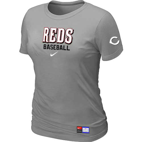 Cincinnati Reds Nike Women's L.Grey Short Sleeve Practice T-Shirt