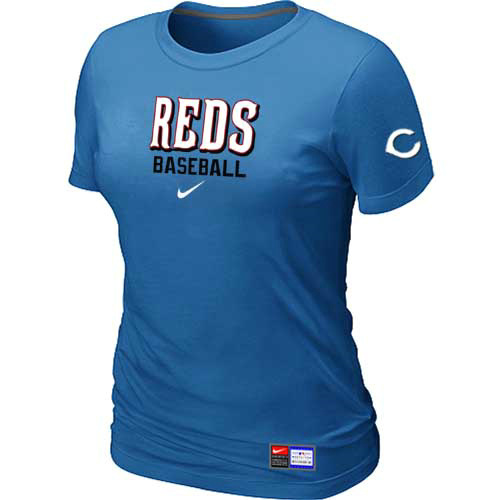 Cincinnati Reds Nike Women's L.blue Short Sleeve Practice T-Shirt