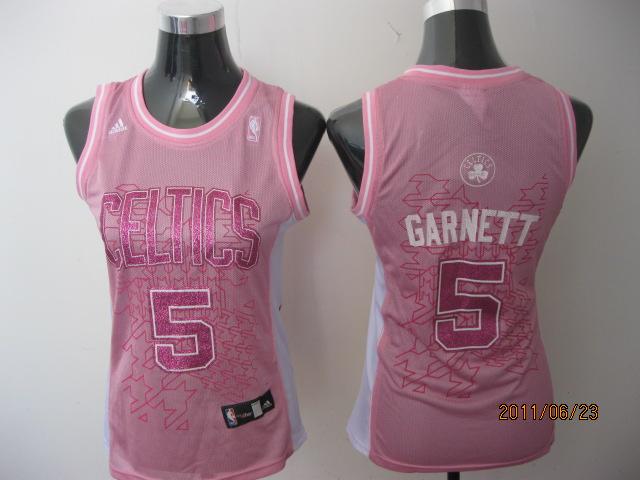 Celtics 5 Garnett Pink Women Jersey