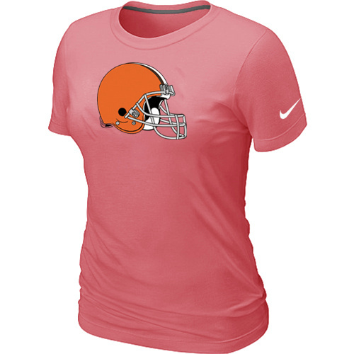 Cleveland Browns Pink Women's Logo T-Shirt - Click Image to Close