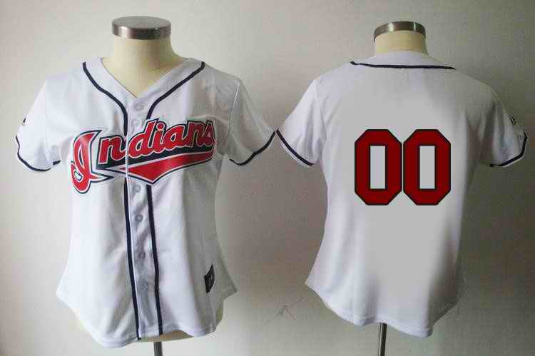 Cleveland Indians Blank White Red Number Women Custom Jerseys