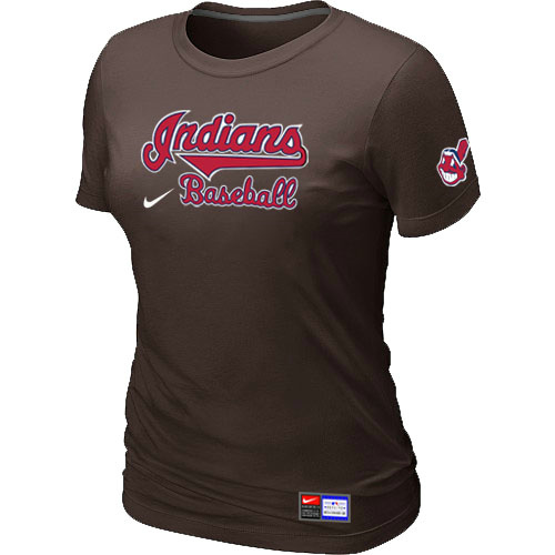 Cleveland Indians Brown Nike Women's Short Sleeve Practice T-Shirt - Click Image to Close