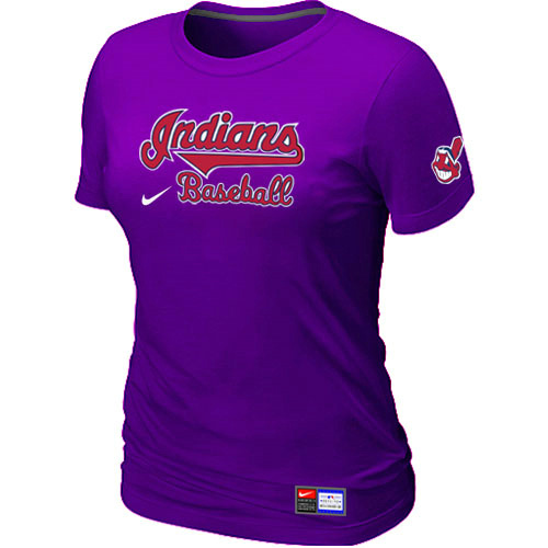 Cleveland Indians Purple Nike Women's Short Sleeve Practice T-Shirt