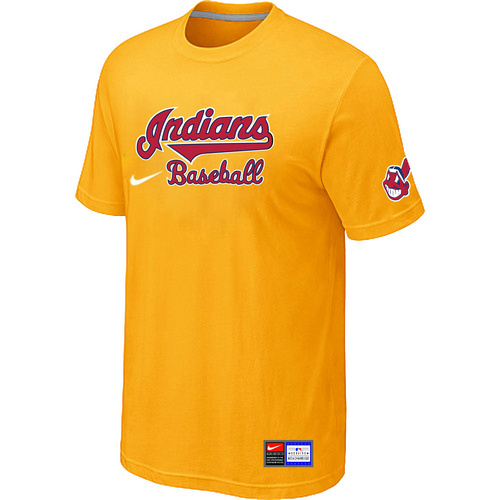 Cleveland Indians Yellow Nike Short Sleeve Practice T-Shirt - Click Image to Close