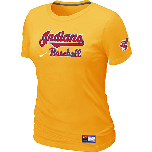Cleveland Indians Yellow Nike Women's Short Sleeve Practice T-Shirt