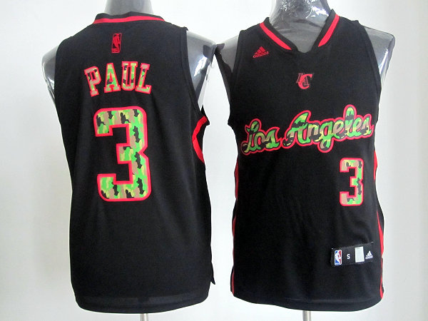 Clippers 3 Paul Black Camo number Jerseys