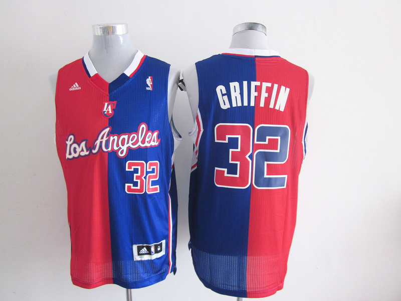 Clippers 32 Griffin Red&Blue Split Jerseys