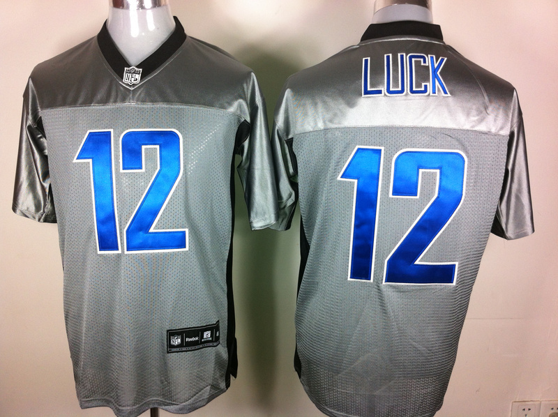 Colts 12 Luck Grey Jerseys