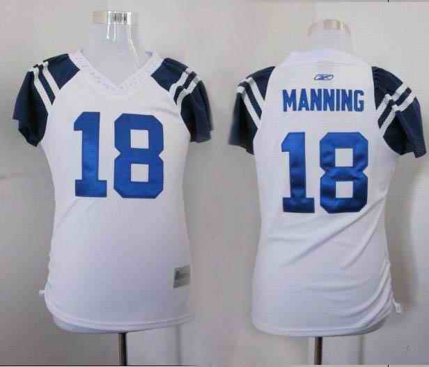Colts 18 Manning white women Jerseys