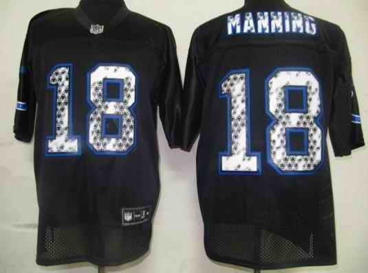 Colts 18 Peyton Manning black united sideline Jerseys