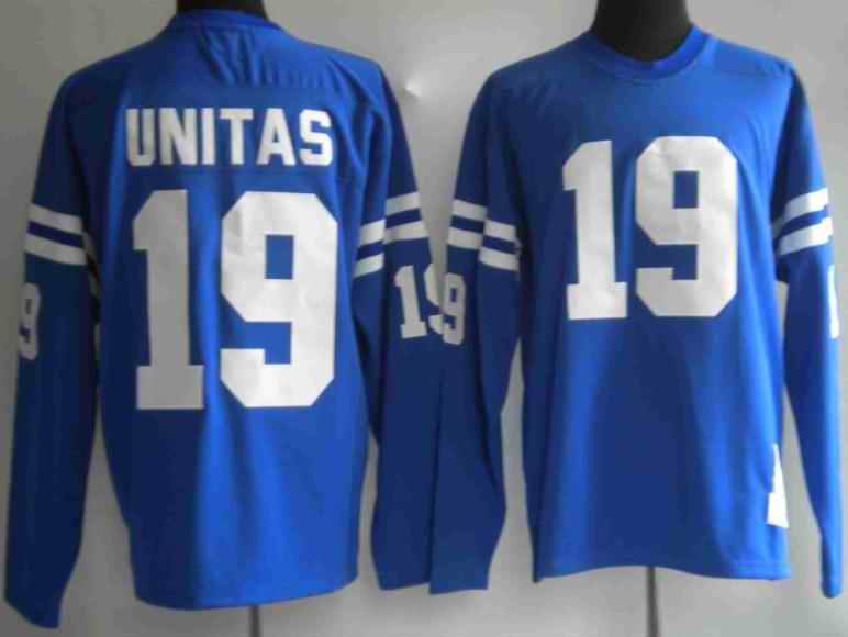 Colts 19 Unitas blue long sleeves Jerseys
