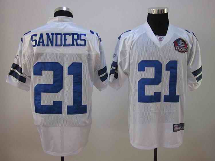 Cowboys 21 Sanders white Hall of Fame Jerseys