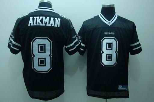 Cowboys 8 Aikman Black 50th Anniversary Jerseys