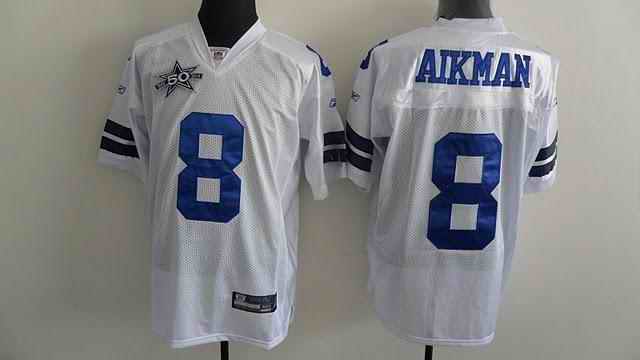 Cowboys 8 Aikman white 50th Anniversary Jerseys