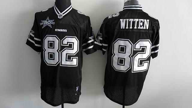 Cowboys 82 Witten Black 50th Anniversary Jerseys